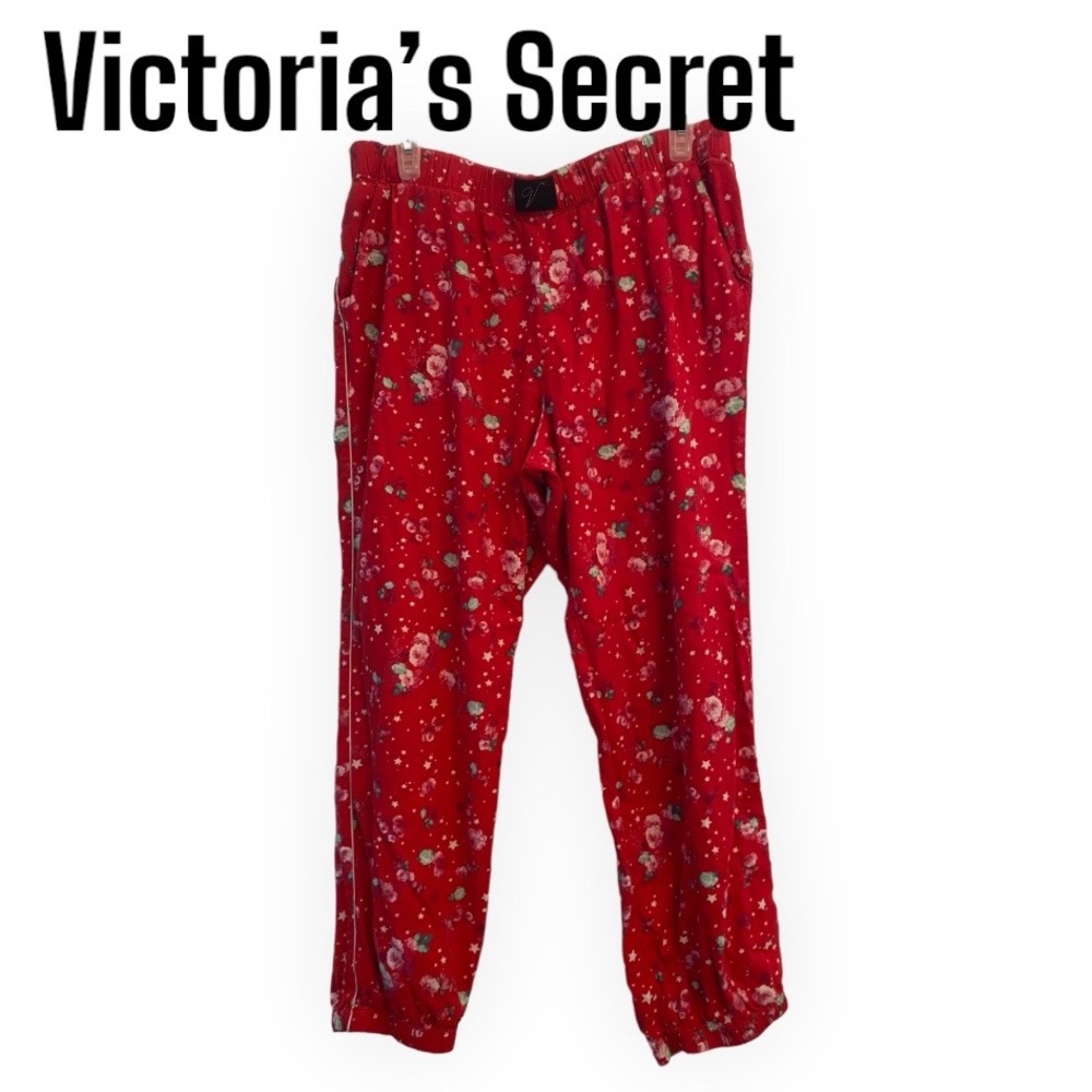 Victoria's Secret red Floral pajama pants L